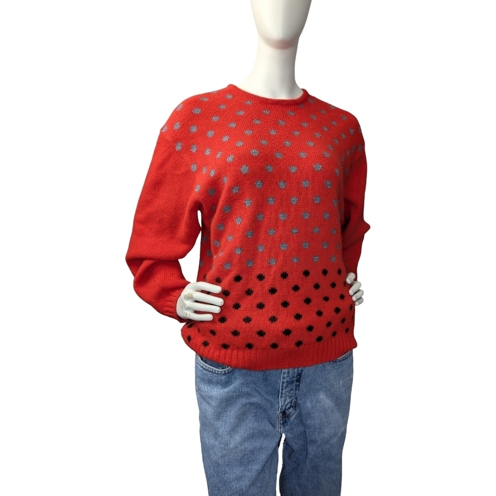 Simonetta Vintage Angora Italian Made Wool Sweater Polka Dots Size Medium